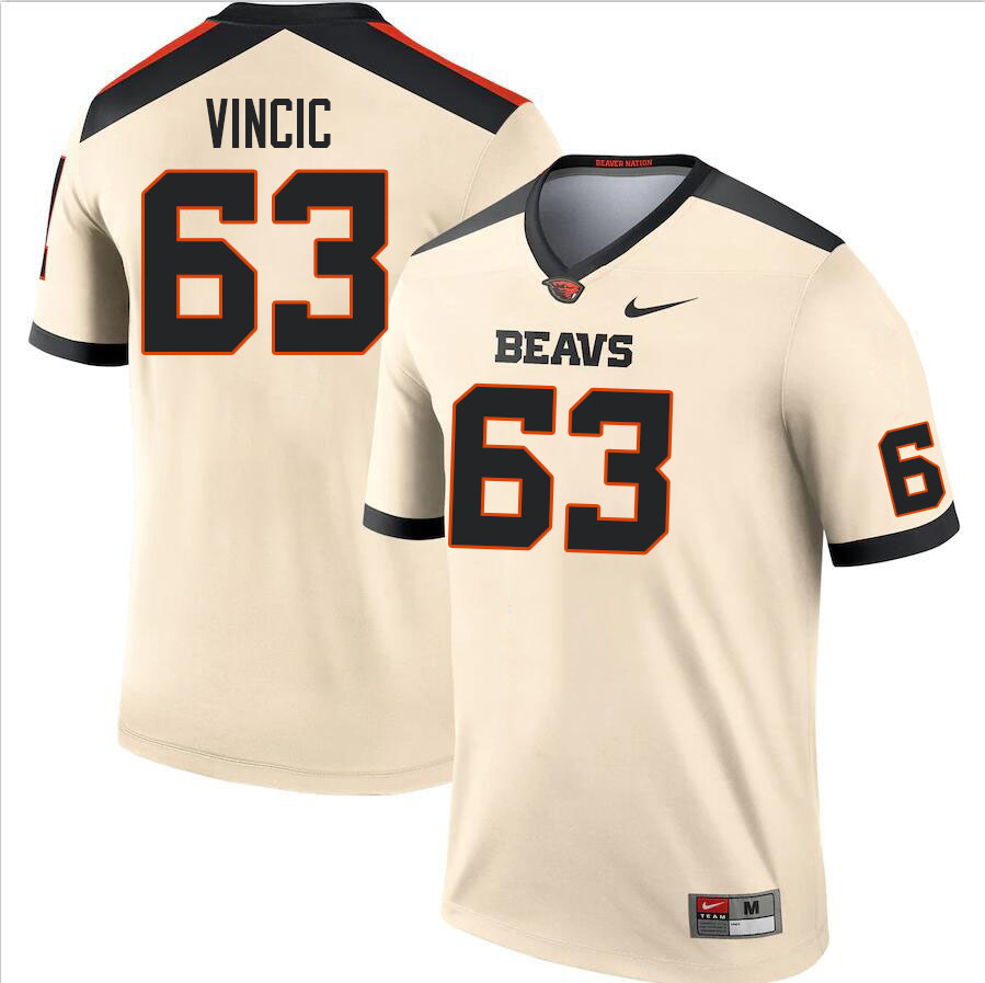 Men #63 Luka Vincic Oregon State Beavers College Football Jerseys Stitched Sale-Cream